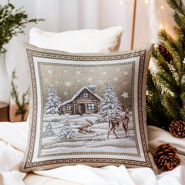 Gobelínový povlak na polštář Chenille IT030 Barva Béžová Rozměry 42x42 cm