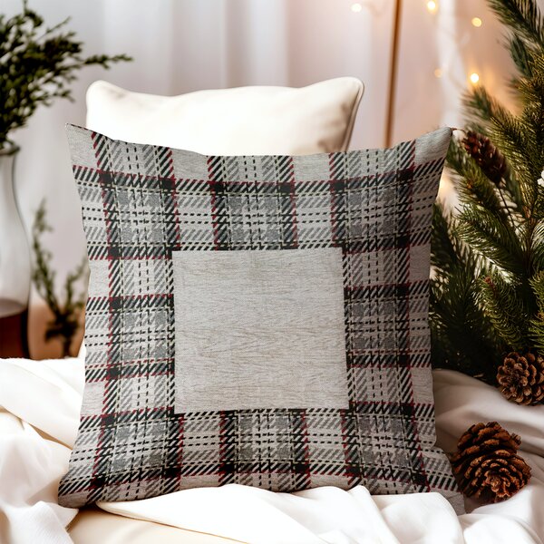 Gobelínový povlak na polštář Tartan béžový Chenille IT025 Barva Béžová Rozměry 42x42 cm