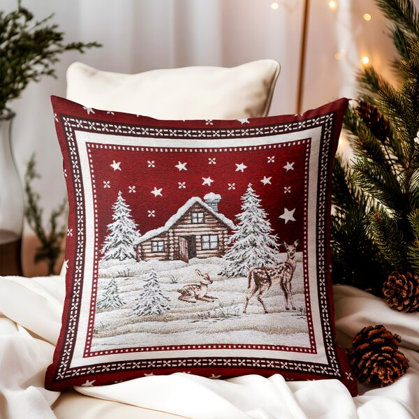 Gobelínový povlak na polštář Chenille IT029 Barva Rudá Rozměry 42x42 cm