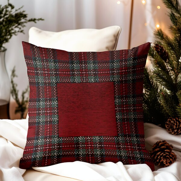 Gobelínový povlak na polštář Tartan bordó Chenille IT025 Barva Bordó Rozměry 42x42 cm