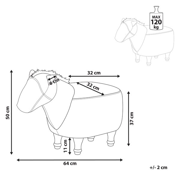 Zvířecí stolička HORSE Umělá kůže Světle hnědá Kůň