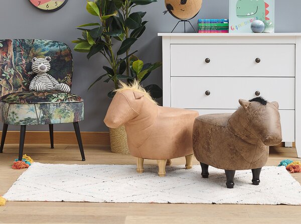 Zvířecí stolička HORSE Umělá kůže Světle hnědá Kůň