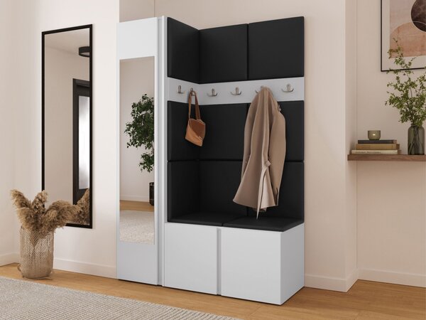 Předsíň Tavasz X, Barva: bílá, Barva látek:: ekokůže Soft 11 (černá) 5903211137723