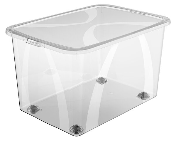 Úložný box, transparentní krabice s víkem, Rotho LONA, 57x39x34 (50l)