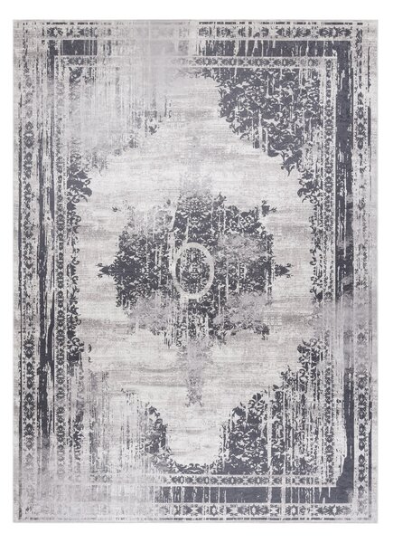 Makro Abra Kusový koberec vhodný k praní ANDRE 1187 Klasický protiskluzový bílý černý Rozměr: 160x220 cm