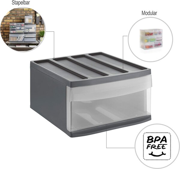 L - Zásuvka, úložný box vysunovací, antracit Rotho SYSTEMIX