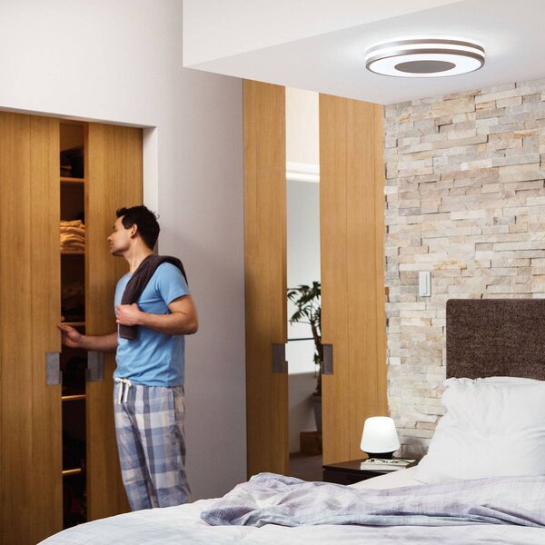 Philips Hue White Ambiance Being stropní lampa alu, stmívatelný, Hliník / šedá / zinek, Obývací pokoj / jídelna, Hliník, Moderní