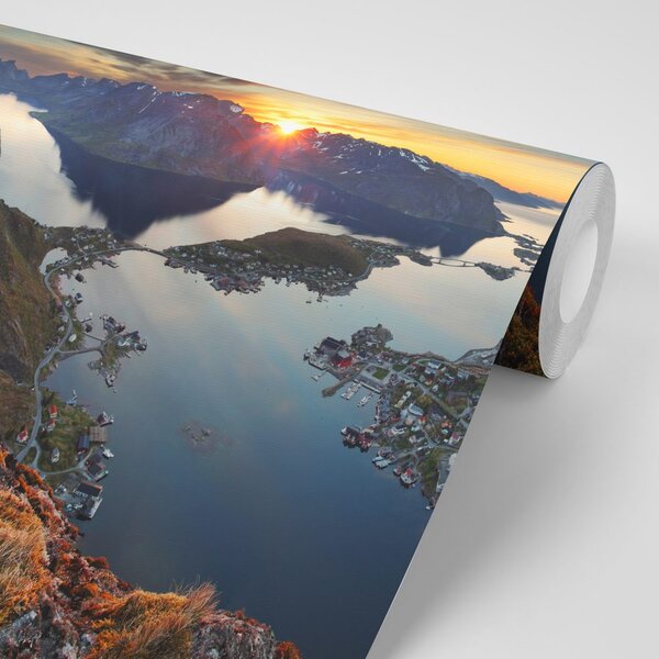 Fototapeta horská panorama se západem slunce