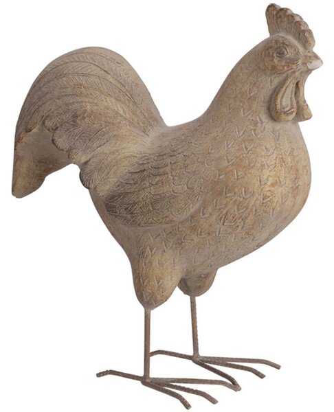 Zahradní figurka z hořčíkové pryskyřice Chicken, 40 cm, béžová