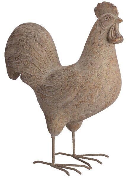 Zahradní figurka z hořčíkové pryskyřice Chicken 2, 40 cm, béžová