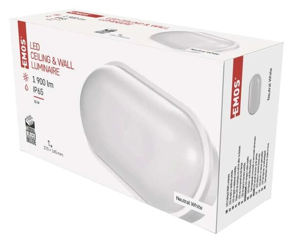 Emos lighting LED přisazené svítidlo QARI, oválné bílé 20W neutrální bílá, IP65 1539722010