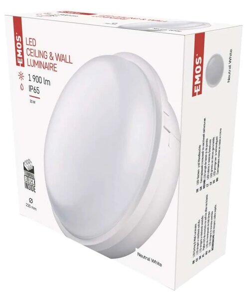 Emos lighting LED přisazené svítidlo QARI, kruhové bílé 20W neutrální b., IP65 1539722000