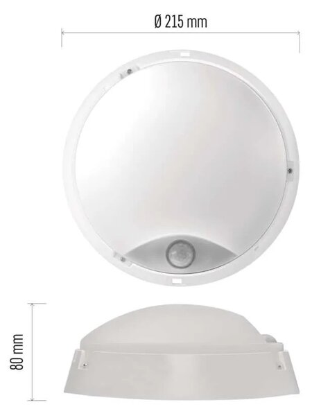 Emos lighting LED přisazené svítidlo ZURI s pohyb. čidl., kruhové č/b 14W n.b., IP54 1539072240