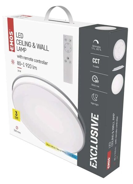 Emos lighting LED přisazené svítidlo ALVI, kruhové 24W, stmív. se změnou CCT 1539084002
