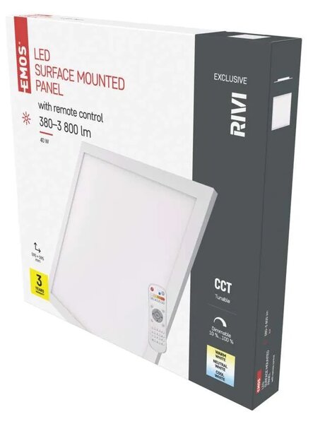 Emos lighting LED přisazené svítidlo RIVI, čtvercové 40W, stmív. se změnou CCT 1544103603