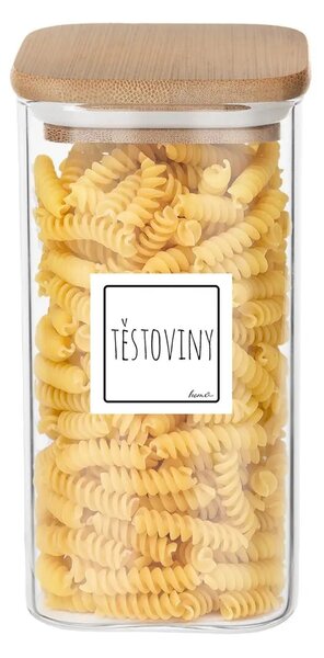 Orion Skleněná dóza hranatá s bambusovým víkem, 1,7l BORO