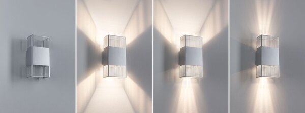 PAULMANN LED nástěnné svítidlo Tharin IP44 3000K 120x250mm 2x3,7W stříbrná