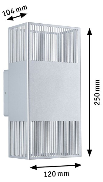 PAULMANN LED nástěnné svítidlo Tharin IP44 3000K 120x250mm 2x3,7W stříbrná