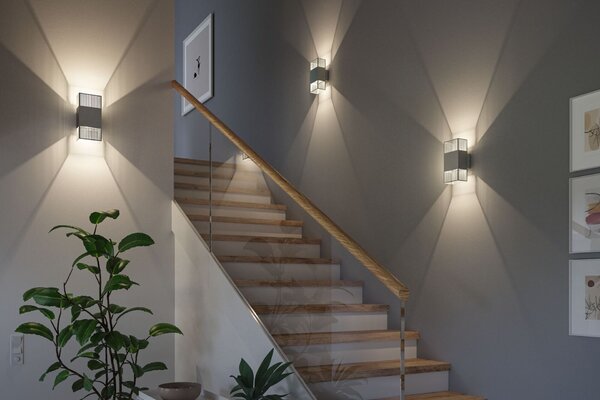 PAULMANN LED nástěnné svítidlo Tharin IP44 3000K 120x250mm 2x3,7W stříbrná