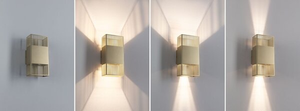 PAULMANN LED nástěnné svítidlo Tharin IP44 3000K 120x250mm 2x3,7W zlatá