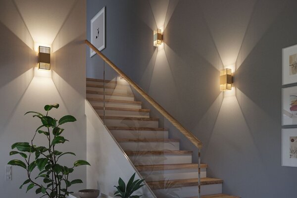 PAULMANN LED nástěnné svítidlo Tharin IP44 3000K 120x250mm 2x3,7W zlatá