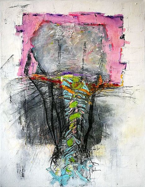 Ručně malovaný obraz od Pavel Janouškovec - "Když sakura rozkvétá", rozměr: 65 x 85 cm