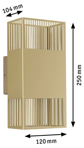 PAULMANN LED nástěnné svítidlo Tharin IP44 3000K 120x250mm 2x3,7W zlatá