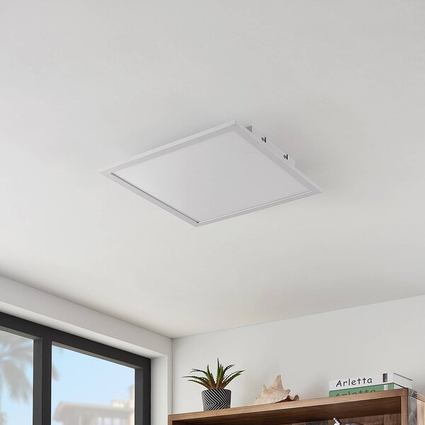 Lindby LED panel Quais, 40 x cm, bílý, hliník, 4 000K, Bílá / opál, Kuchyň, Hliník, Moderní