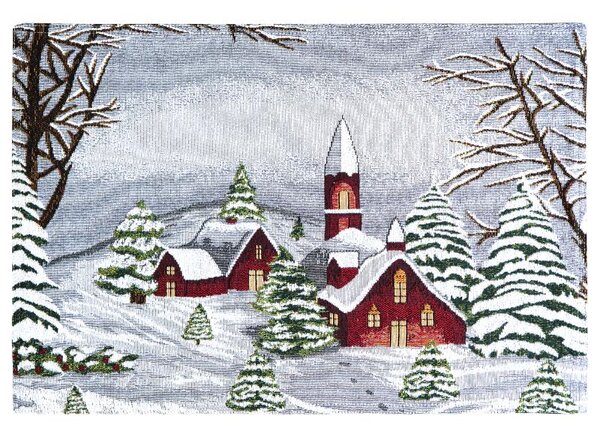Prostírání MOTIV polární vesnička bíločervená prostírání cca 30 x 45 cm