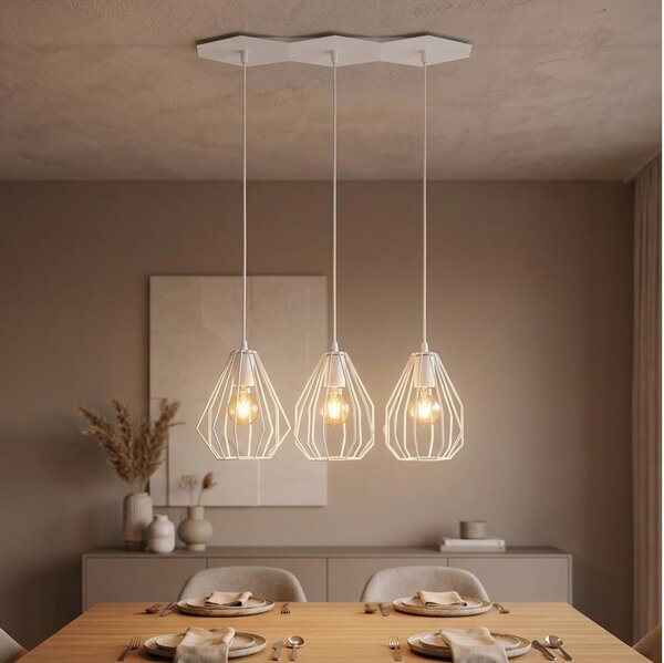 LED Lustr na lanku BRYLANT 3xE27/60W/230V bílá