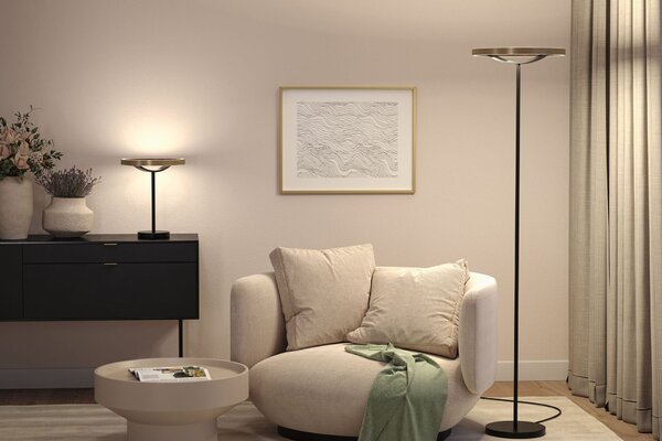 PAULMANN LED stolní lampa 3-krokové-stmívatelné Melira 2700K 10W černá mat/zlatá