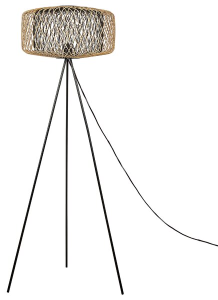 Stojací lampa JAVARI Bambus Hnědá/Černá