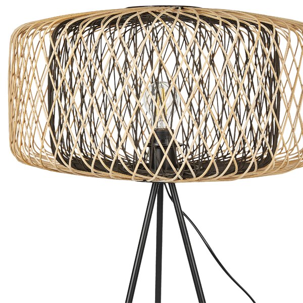 Stojací lampa JAVARI Bambus Hnědá/Černá