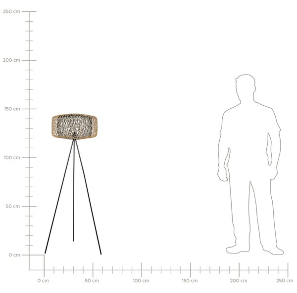 Stojací lampa JAVARI Bambus Hnědá/Černá