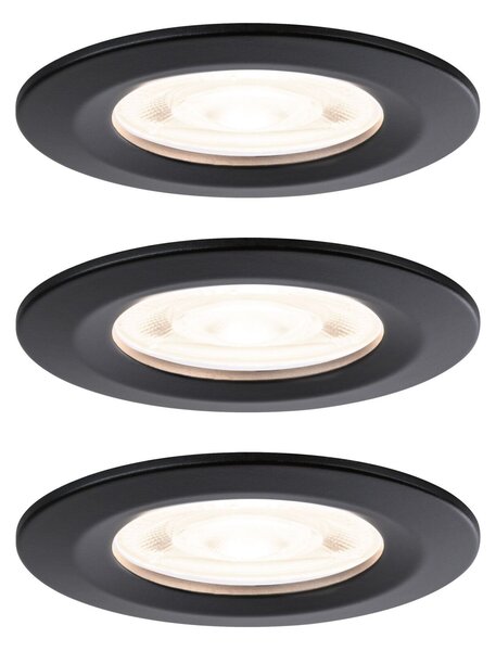 PAULMANN LED vestavné svítidlo Nova GU10 Flat nevýklopné IP44 3x4,9W 230V 2700K černá mat