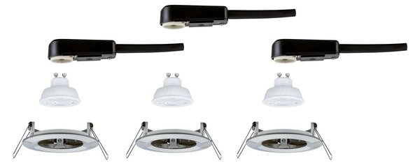 PAULMANN LED vestavné svítidlo Nova GU10 Flat nevýklopné IP44 3x4,9W 230V 2700K kov kartáčovaný