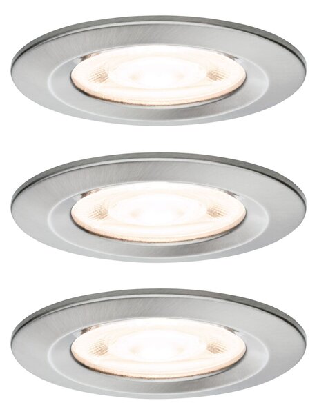 PAULMANN LED vestavné svítidlo Nova GU10 Flat nevýklopné IP44 3x4,9W 230V 2700K kov kartáčovaný