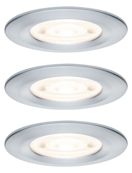 PAULMANN LED vestavné svítidlo Nova GU10 Flat nevýklopné IP44 3x4,9W 230V 2700K hliník broušený