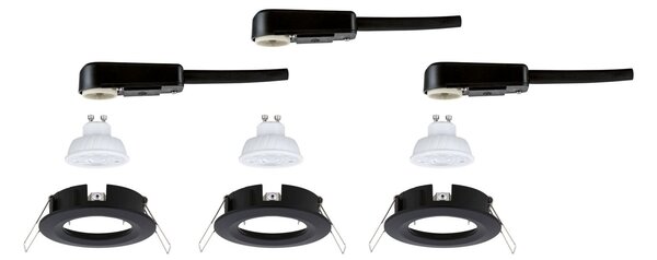 PAULMANN LED vestavné svítidlo Nova GU10 Flat nevýklopné IP44 3x4,9W 230V 4000K černá mat