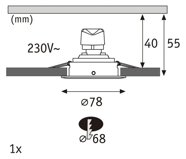 PAULMANN LED vestavné svítidlo Nova GU10 Flat nevýklopné IP44 4,9W 230V 2700K kov kartáčovaný