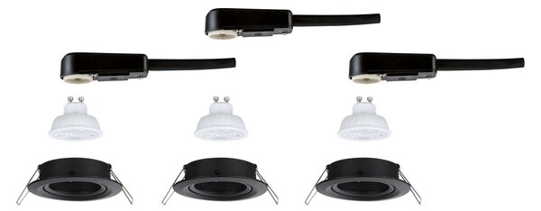 PAULMANN LED vestavné svítidlo Nova GU10 Flat výklopné 3x4,9W 230V 2700K černá mat