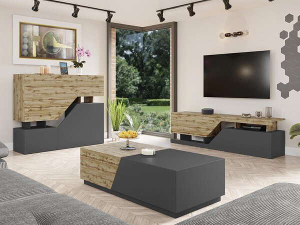 Sada nábytku do obývacího pokoje Bekas, Barva: černá / ořech warmia 5903211563584
