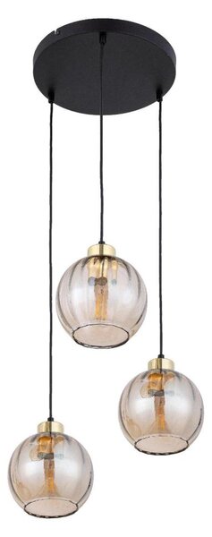 LED Lustr na lanku DEVI 3xE27/15W/230V černá/kouřová béžová