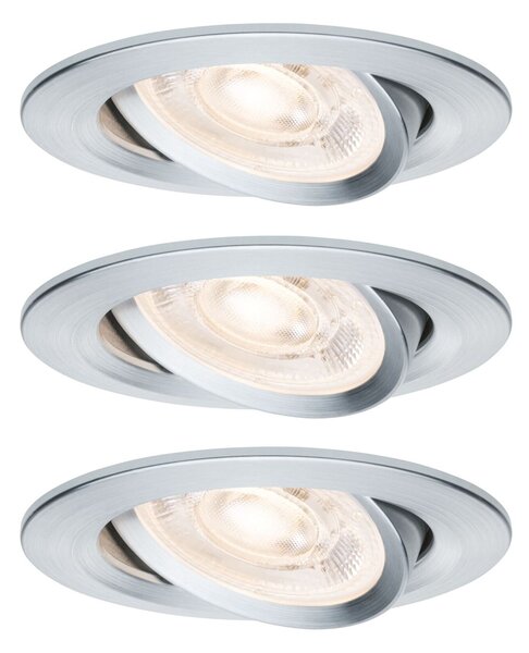 PAULMANN LED vestavné svítidlo Nova GU10 Flat výklopné 3x4,9W 230V 2700K hliník broušený