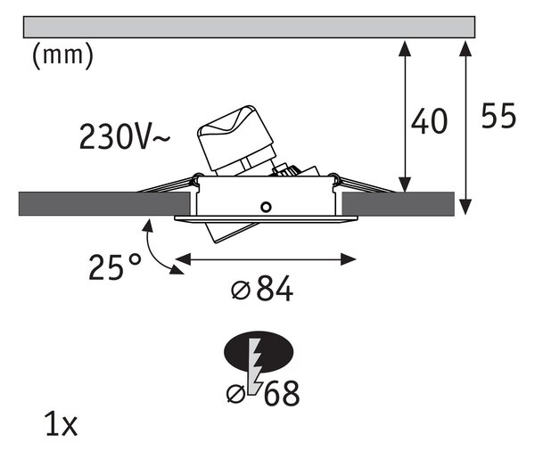 PAULMANN LED vestavné svítidlo Nova GU10 Flat výklopné 4,9W 230V 2700K kov kartáčovaný