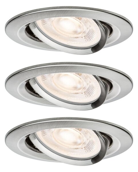PAULMANN LED vestavné svítidlo Nova GU10 Flat výklopné 3x4,9W 230V 2700K kov kartáčovaný
