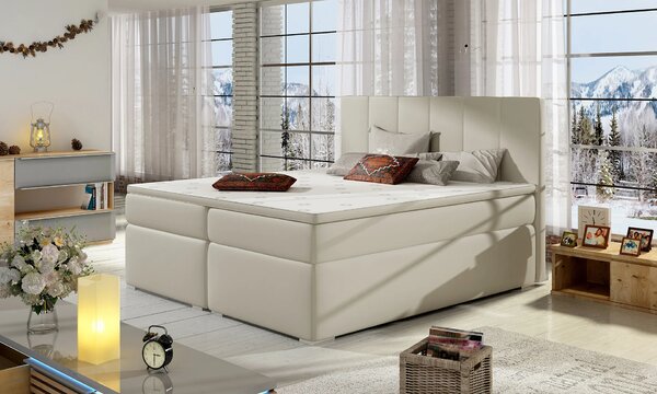Boxspringová postel 140x200 BAVARIA - světle béžová
