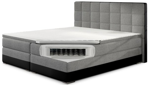 Boxspringová postel 140x200 NORELLO - světle šedá / modrá