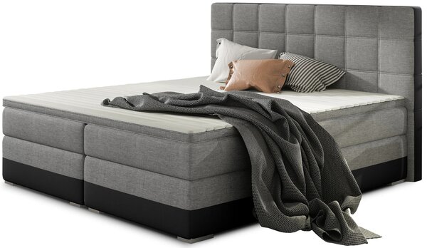 Boxspringová postel 140x200 NORELLO - šedá / černá eko kůže