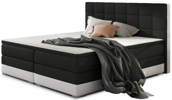 Boxspringová postel 140x200 NORELLO - černá / bílá eko kůže